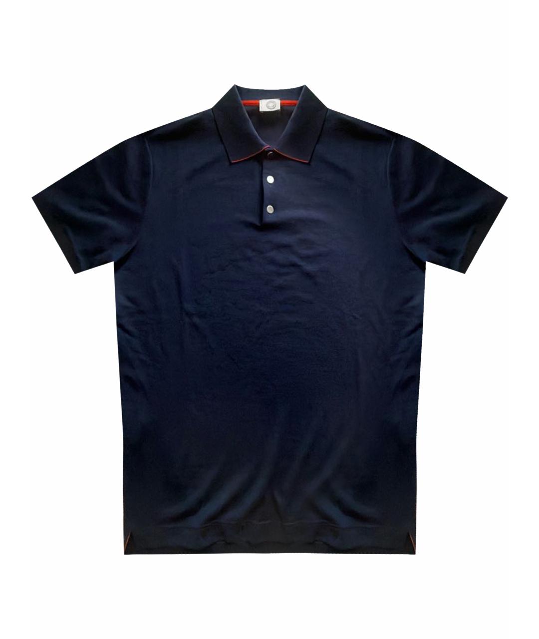 HERMES Темно-синее хлопковое поло с коротким рукавом, фото 1