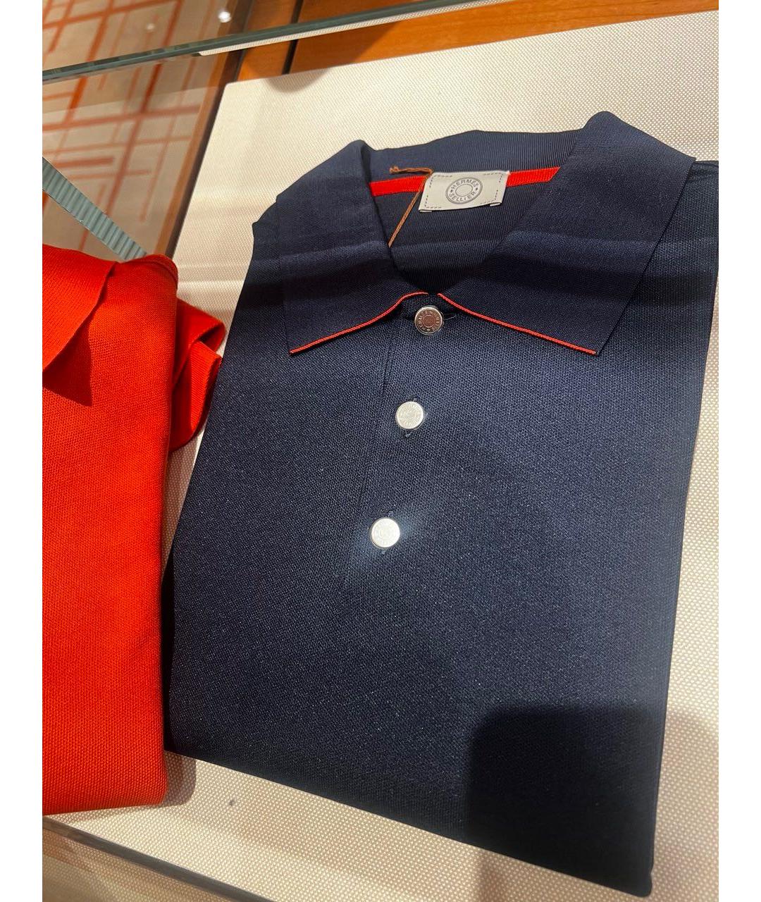 HERMES Темно-синее хлопковое поло с коротким рукавом, фото 2