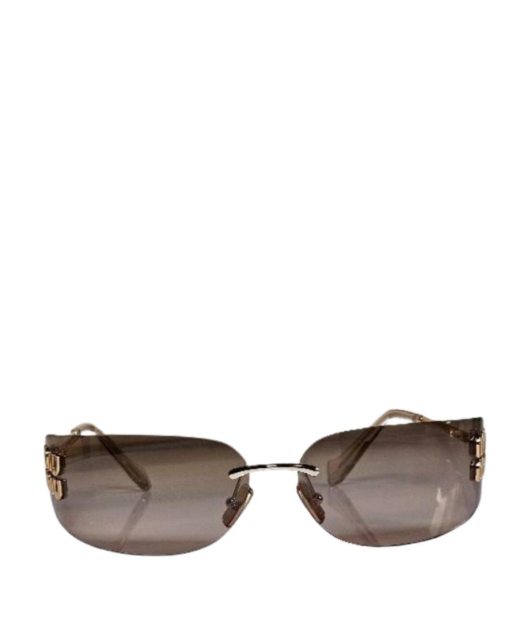 MIU MIU Золотые металлические солнцезащитные очки, фото 1