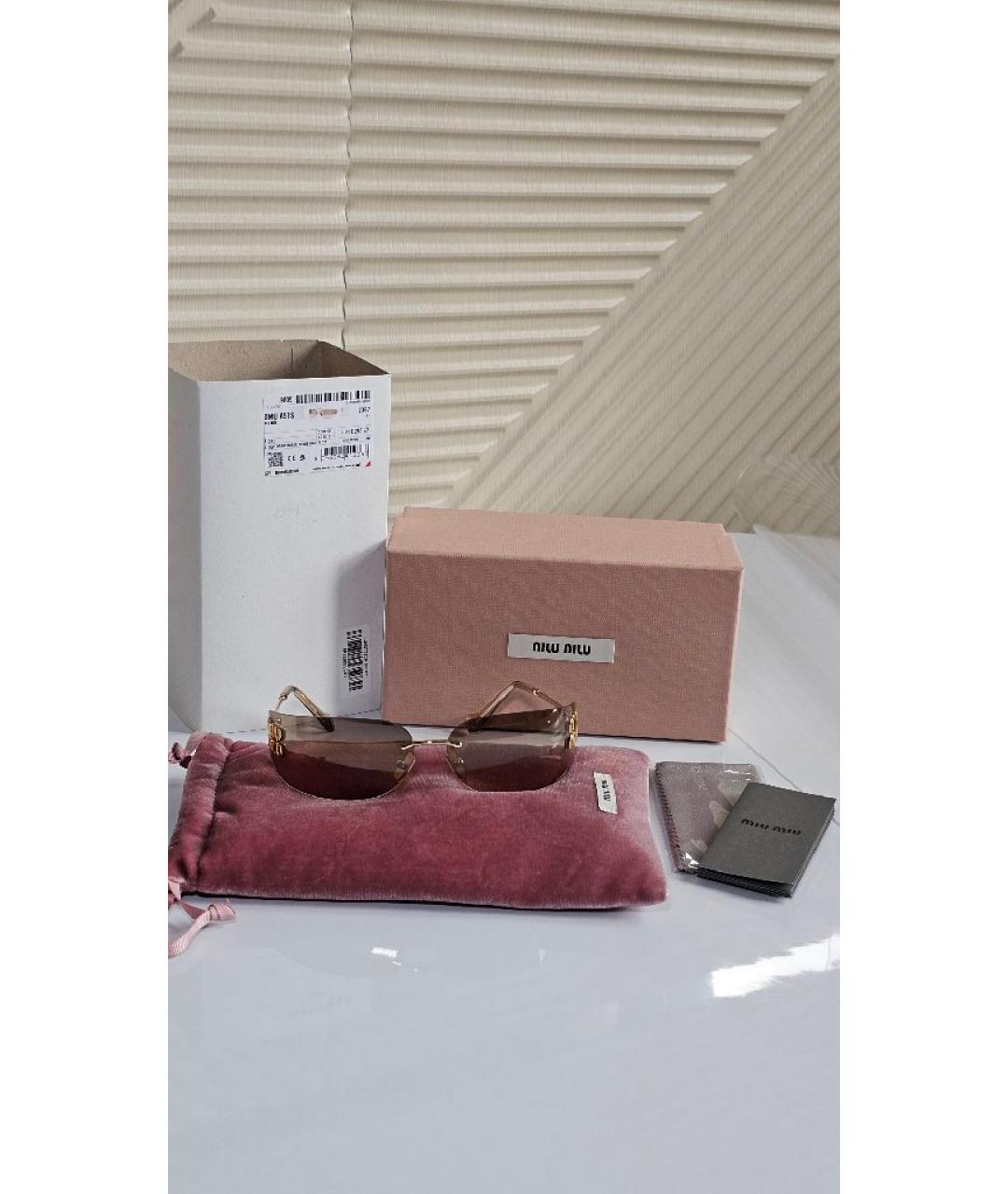 MIU MIU Золотые металлические солнцезащитные очки, фото 4