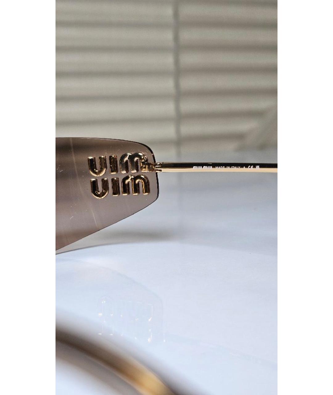 MIU MIU Золотые металлические солнцезащитные очки, фото 6