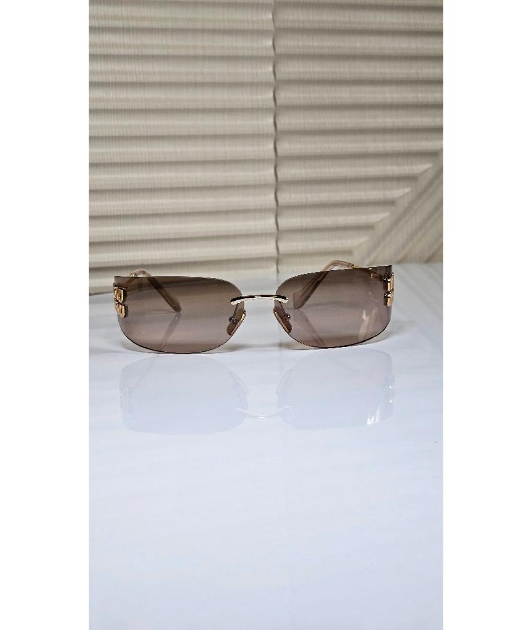 MIU MIU Золотые металлические солнцезащитные очки, фото 8