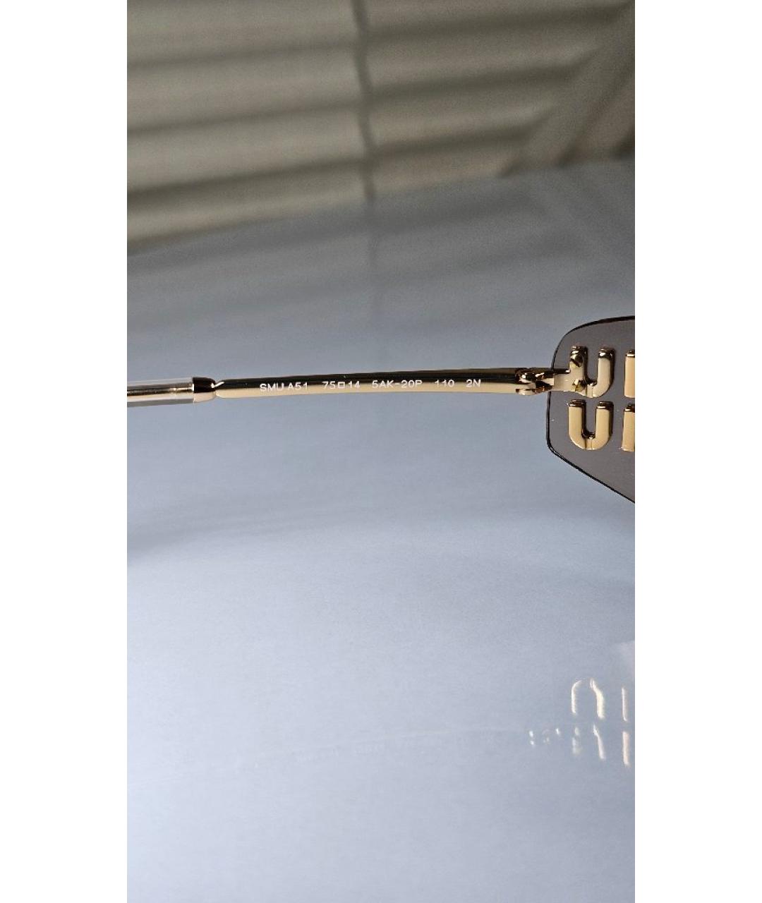 MIU MIU Золотые металлические солнцезащитные очки, фото 5