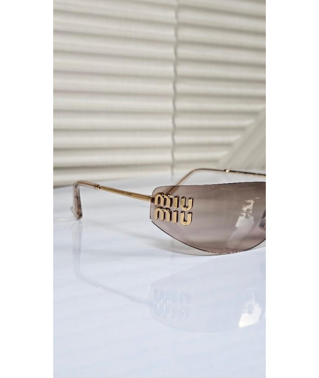 MIU MIU Золотые металлические солнцезащитные очки, фото 2