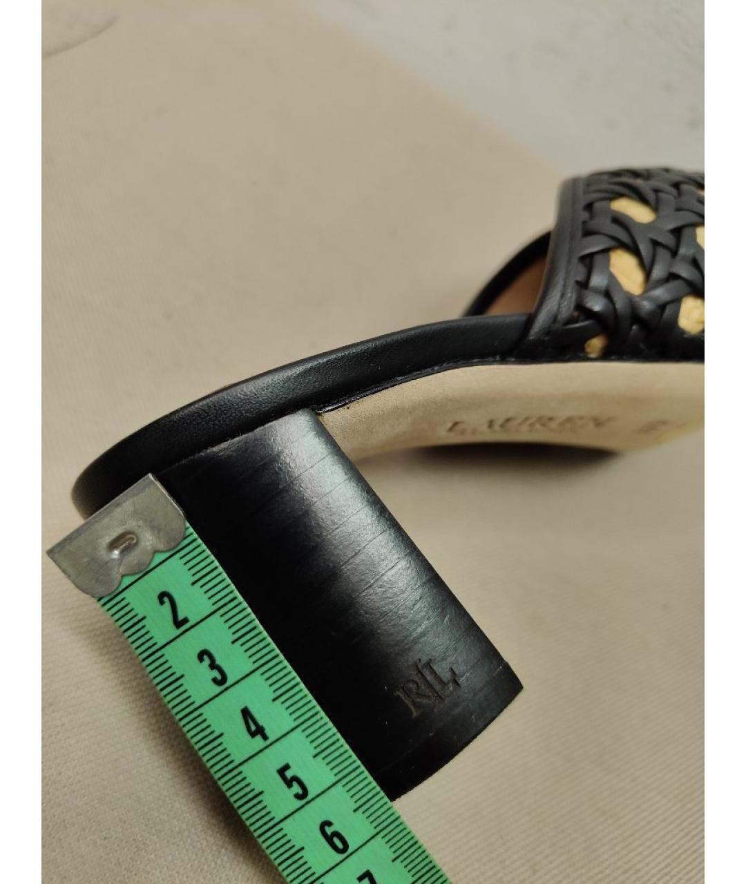 RALPH LAUREN COLLECTION Черные кожаные мюли, фото 8
