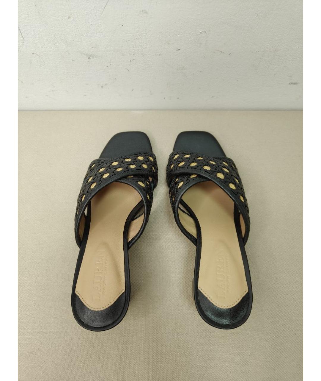 RALPH LAUREN COLLECTION Черные кожаные мюли, фото 3