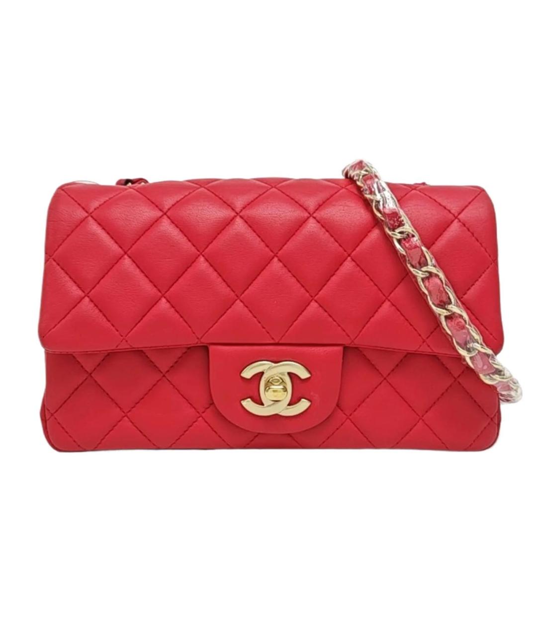 CHANEL Красная кожаная сумка через плечо, фото 9