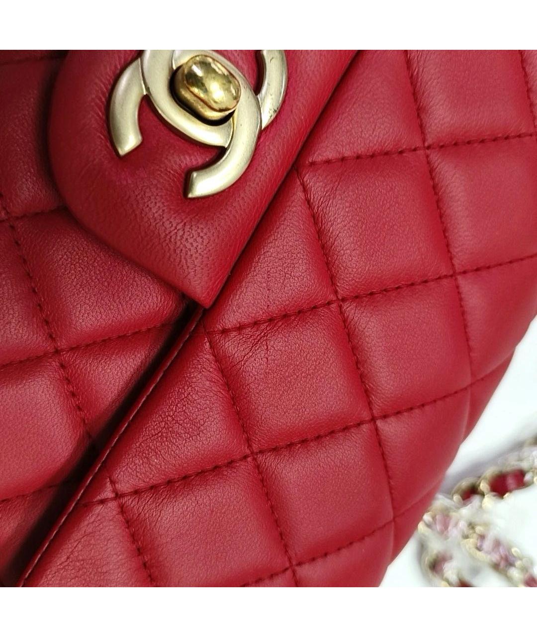 CHANEL Красная кожаная сумка через плечо, фото 7