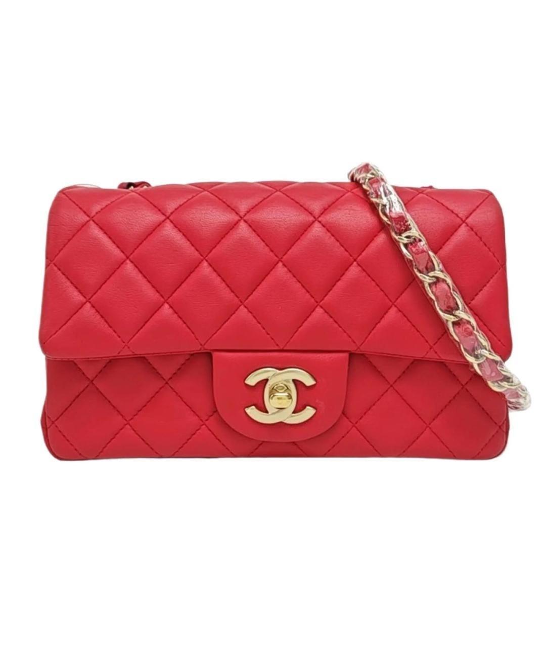 CHANEL Красная кожаная сумка через плечо, фото 1