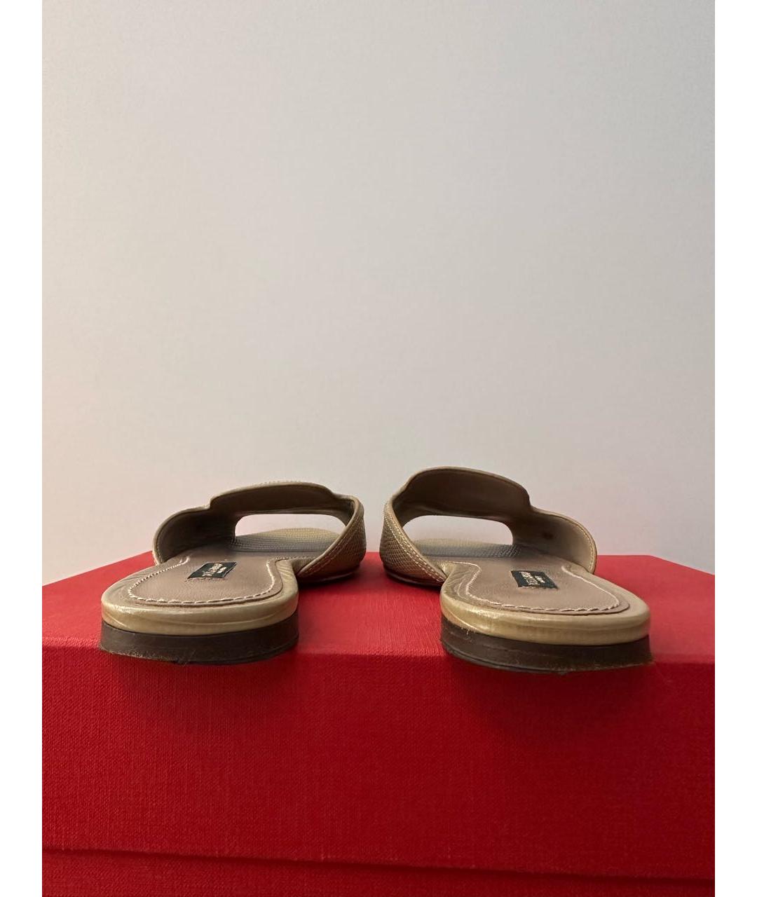 DOLCE&GABBANA Хаки кожаные шлепанцы, фото 4