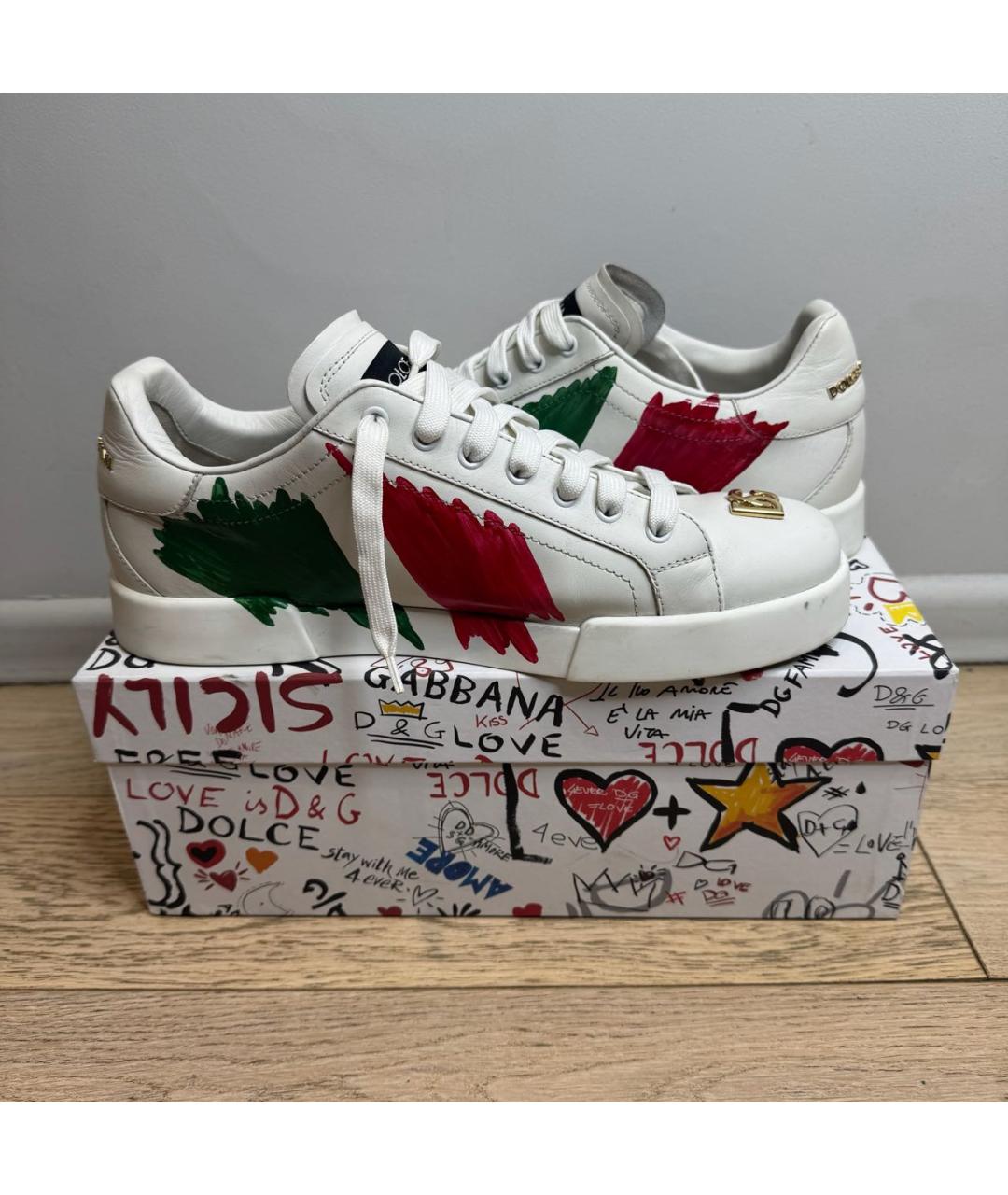 DOLCE&GABBANA Мульти кожаные низкие кроссовки / кеды, фото 5