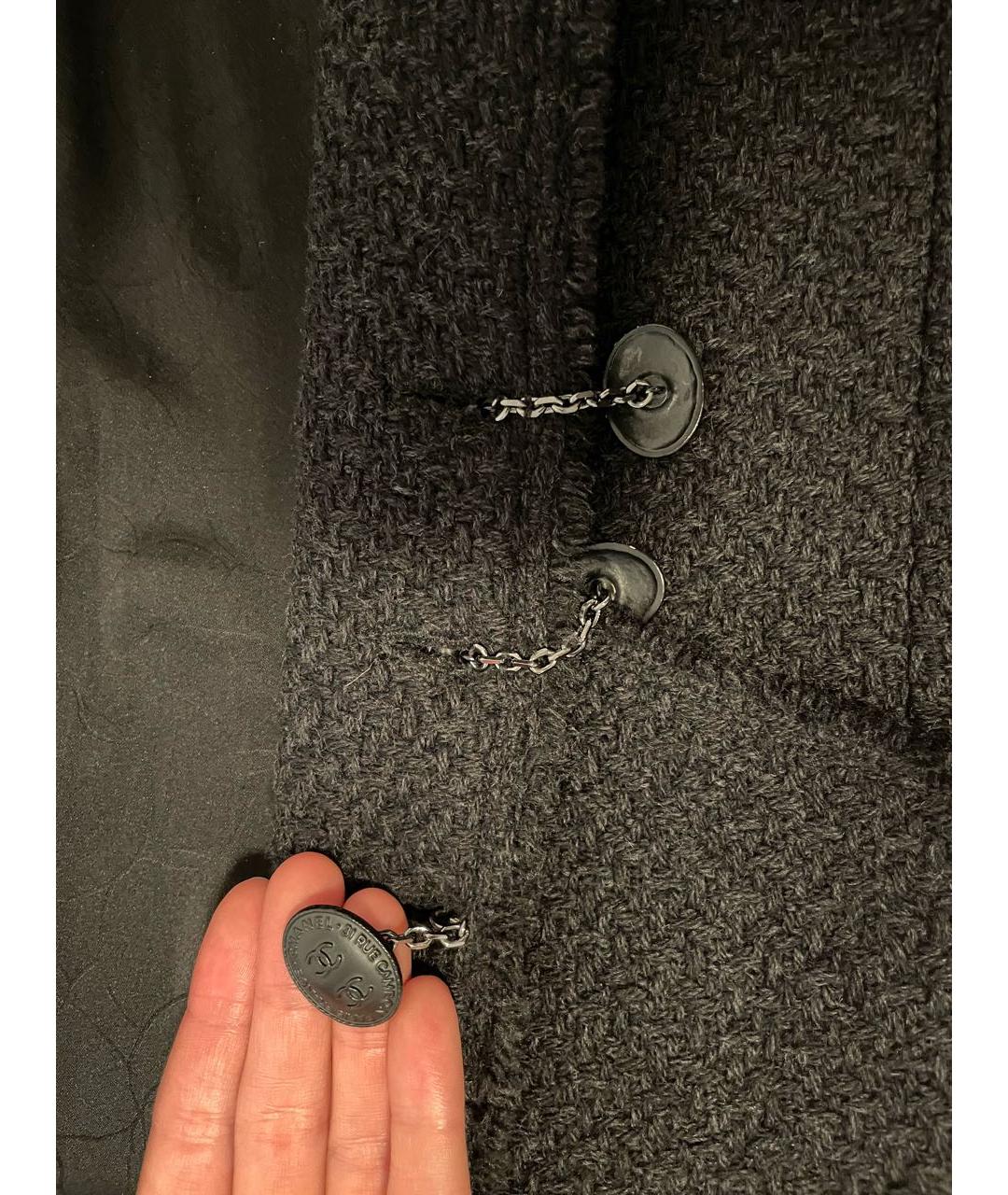CHANEL Черное шерстяное пальто, фото 8