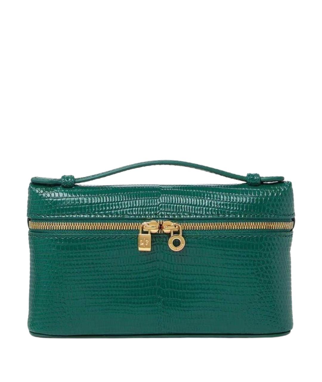 LORO PIANA Зеленая сумка с короткими ручками из экзотической кожи, фото 1