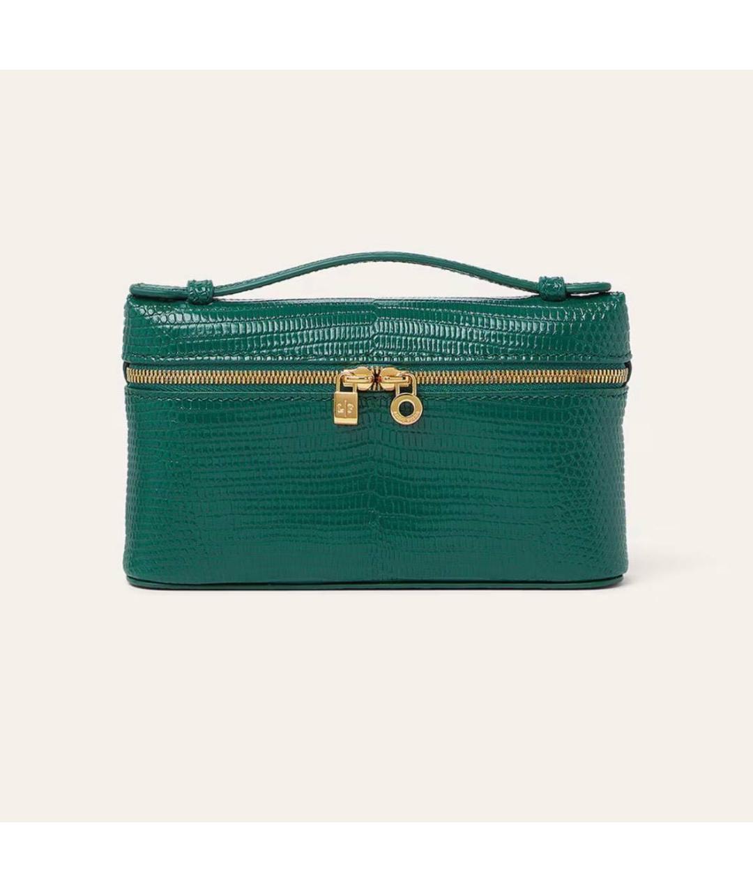 LORO PIANA Зеленая сумка с короткими ручками из экзотической кожи, фото 3