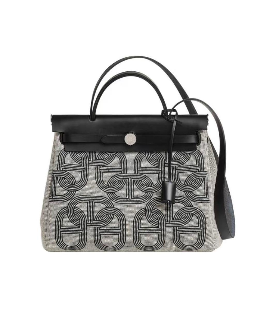 HERMES Антрацитовая кожаная сумка с короткими ручками, фото 3