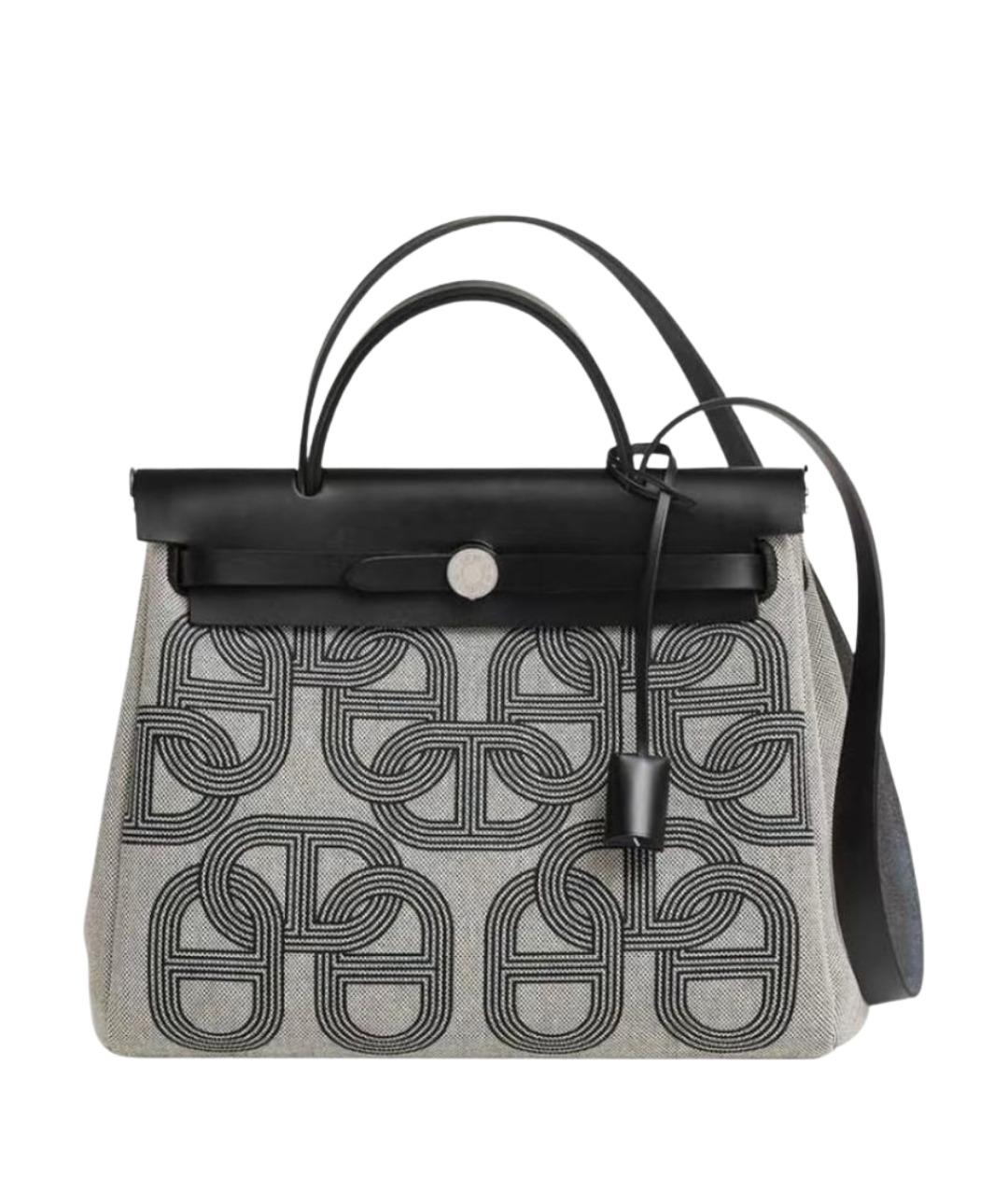 HERMES Антрацитовая кожаная сумка с короткими ручками, фото 1