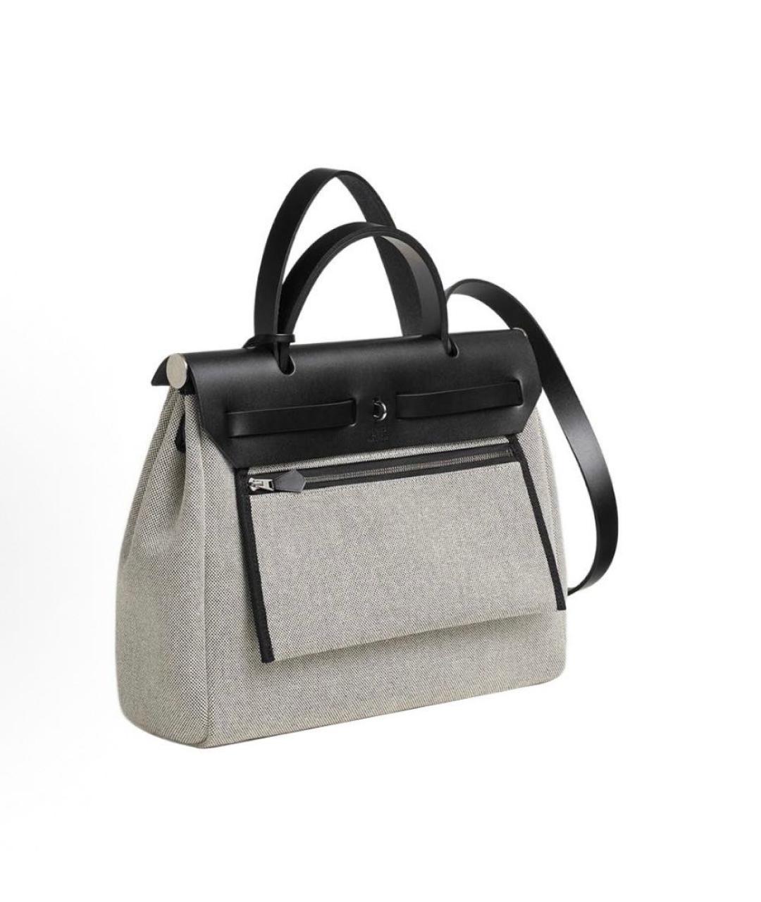 HERMES Антрацитовая кожаная сумка с короткими ручками, фото 2