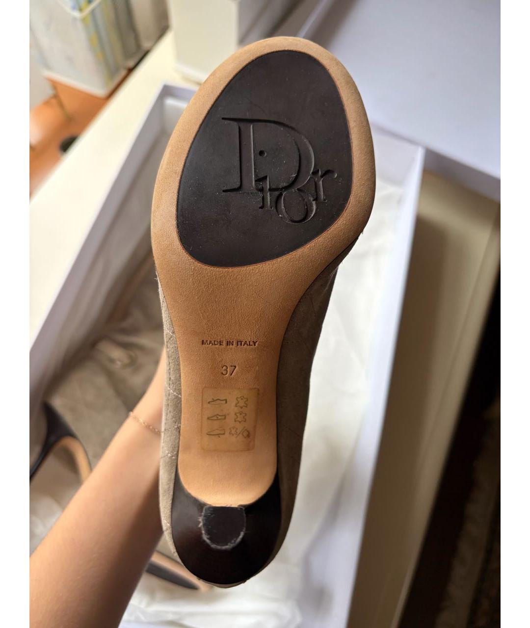 CHRISTIAN DIOR Бежевые замшевые сапоги, фото 3