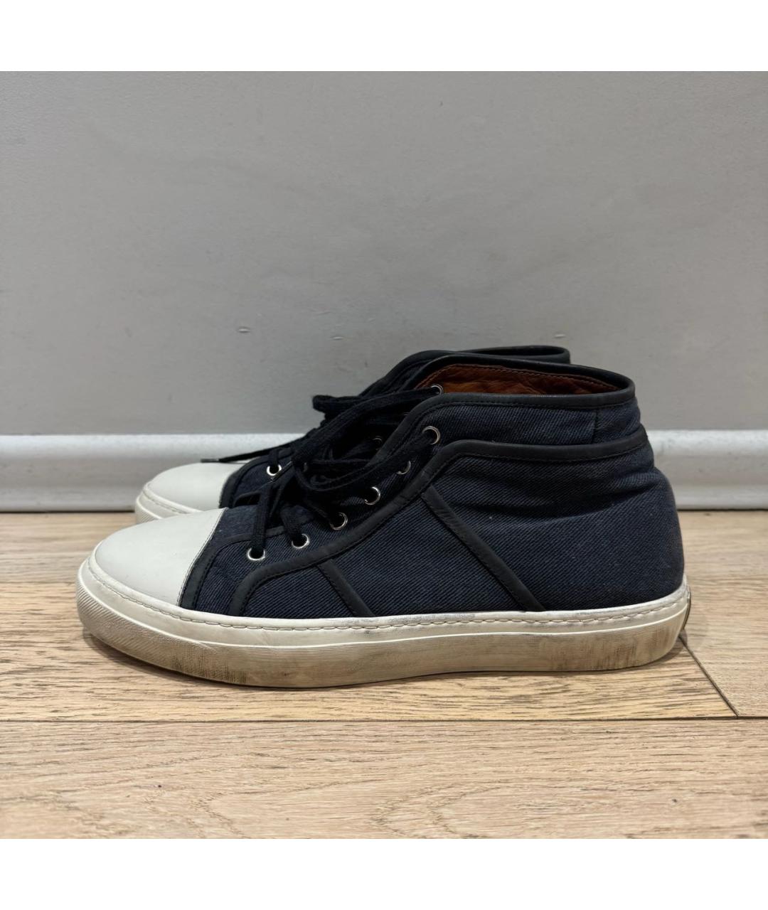 DOLCE&GABBANA Темно-синие текстильные низкие кроссовки / кеды, фото 4