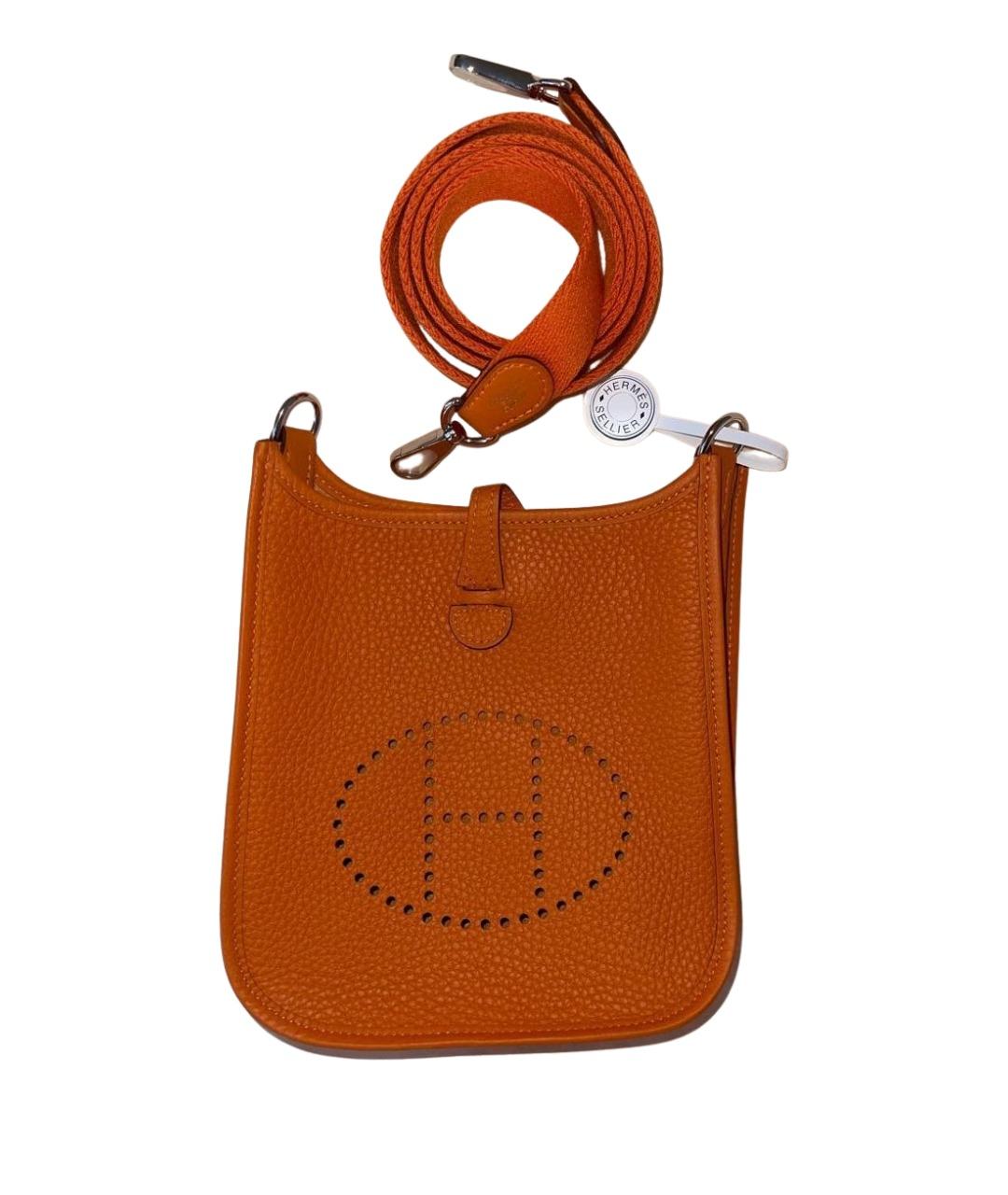 HERMES Оранжевая кожаная сумка через плечо, фото 1