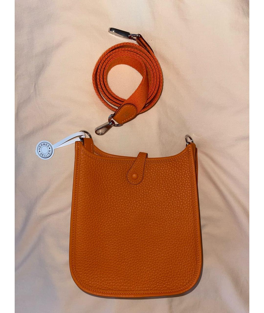 HERMES Оранжевая кожаная сумка через плечо, фото 2