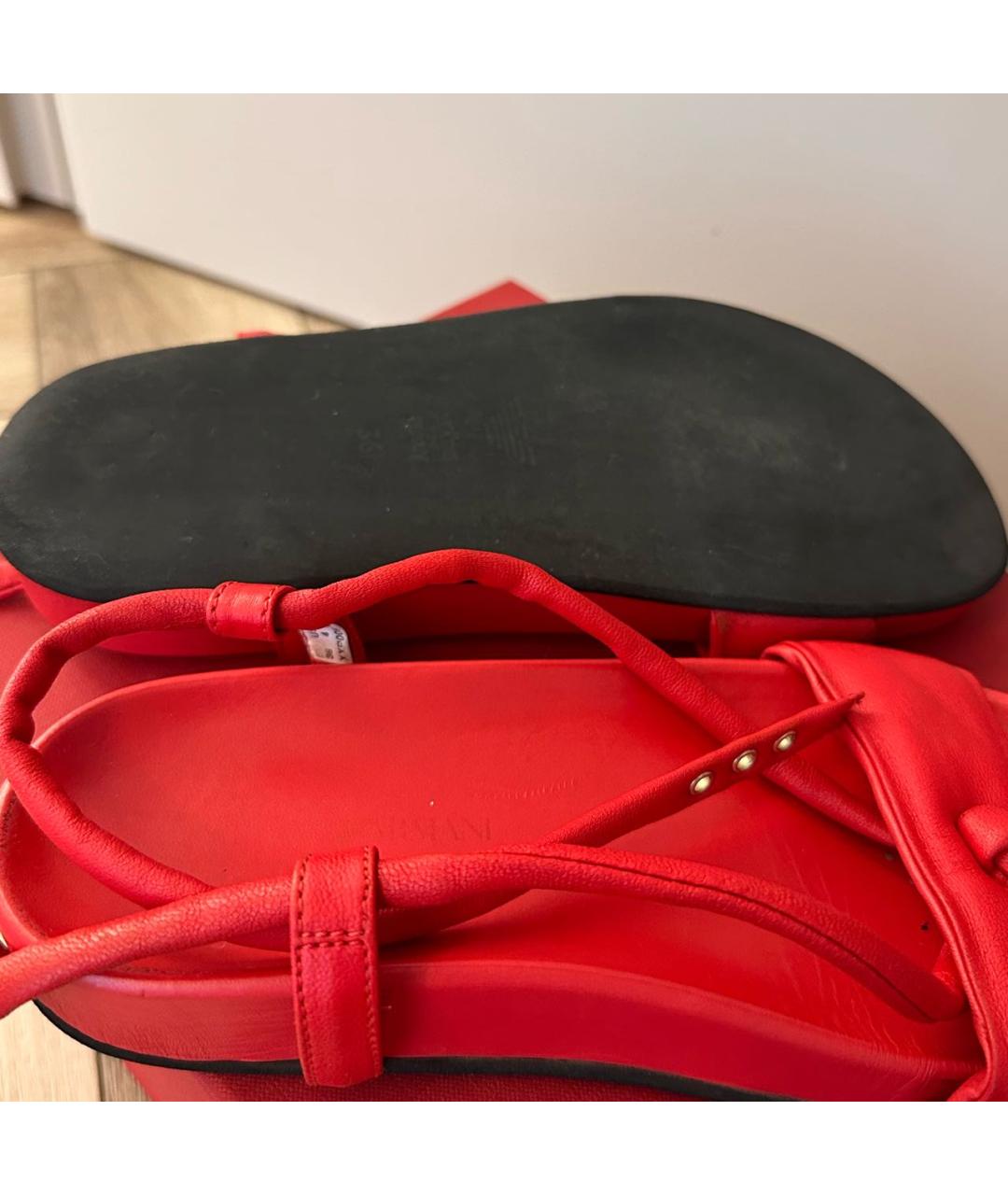 GIORGIO ARMANI Красные кожаные сандалии, фото 6