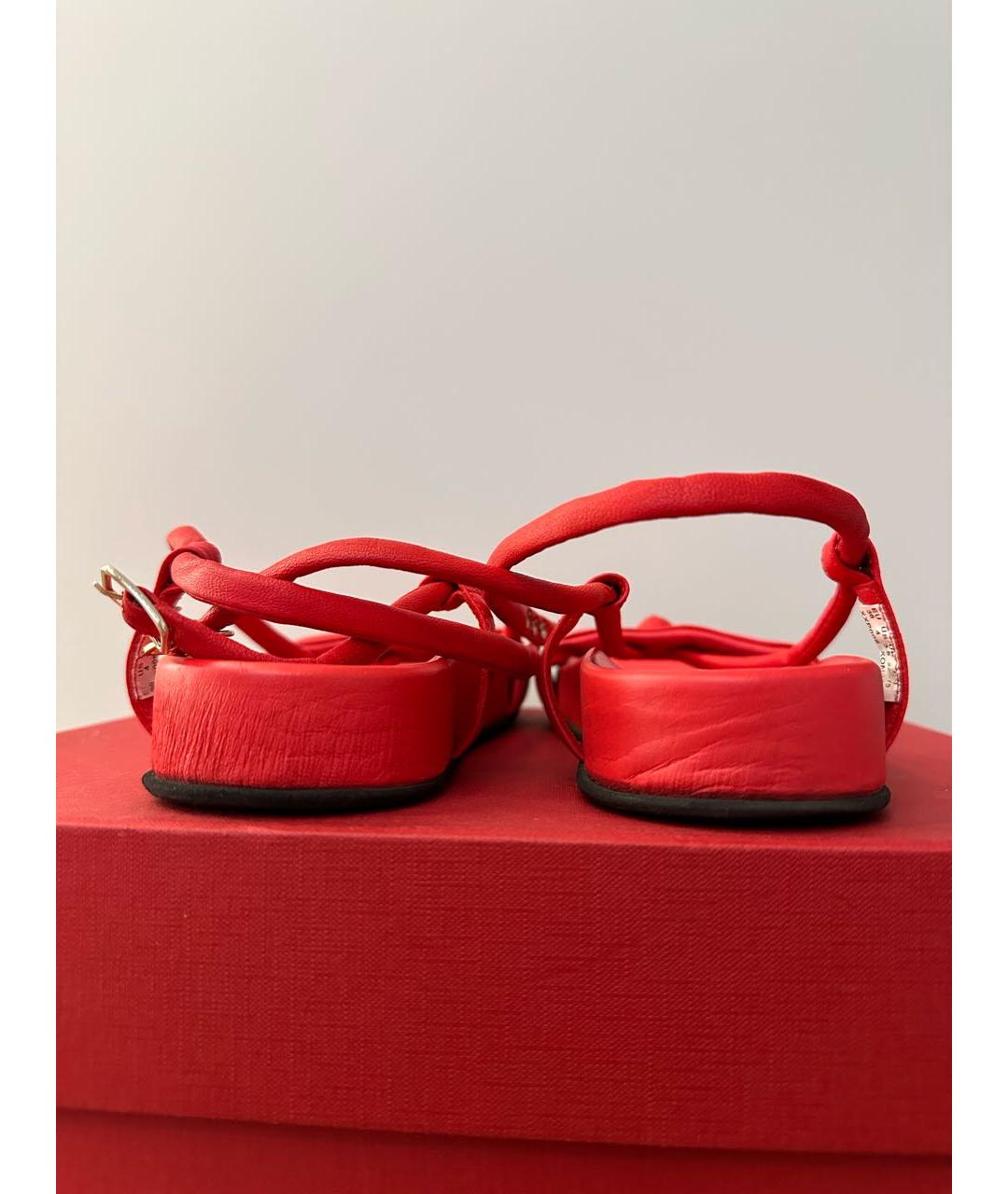 GIORGIO ARMANI Красные кожаные сандалии, фото 4