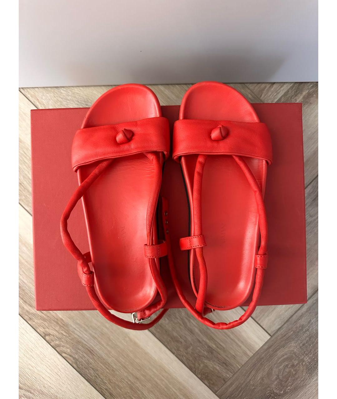 GIORGIO ARMANI Красные кожаные сандалии, фото 3