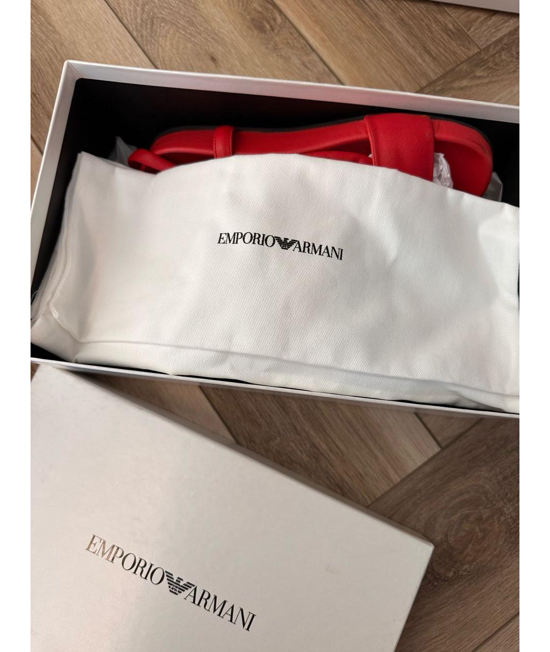 GIORGIO ARMANI Красные кожаные сандалии, фото 5