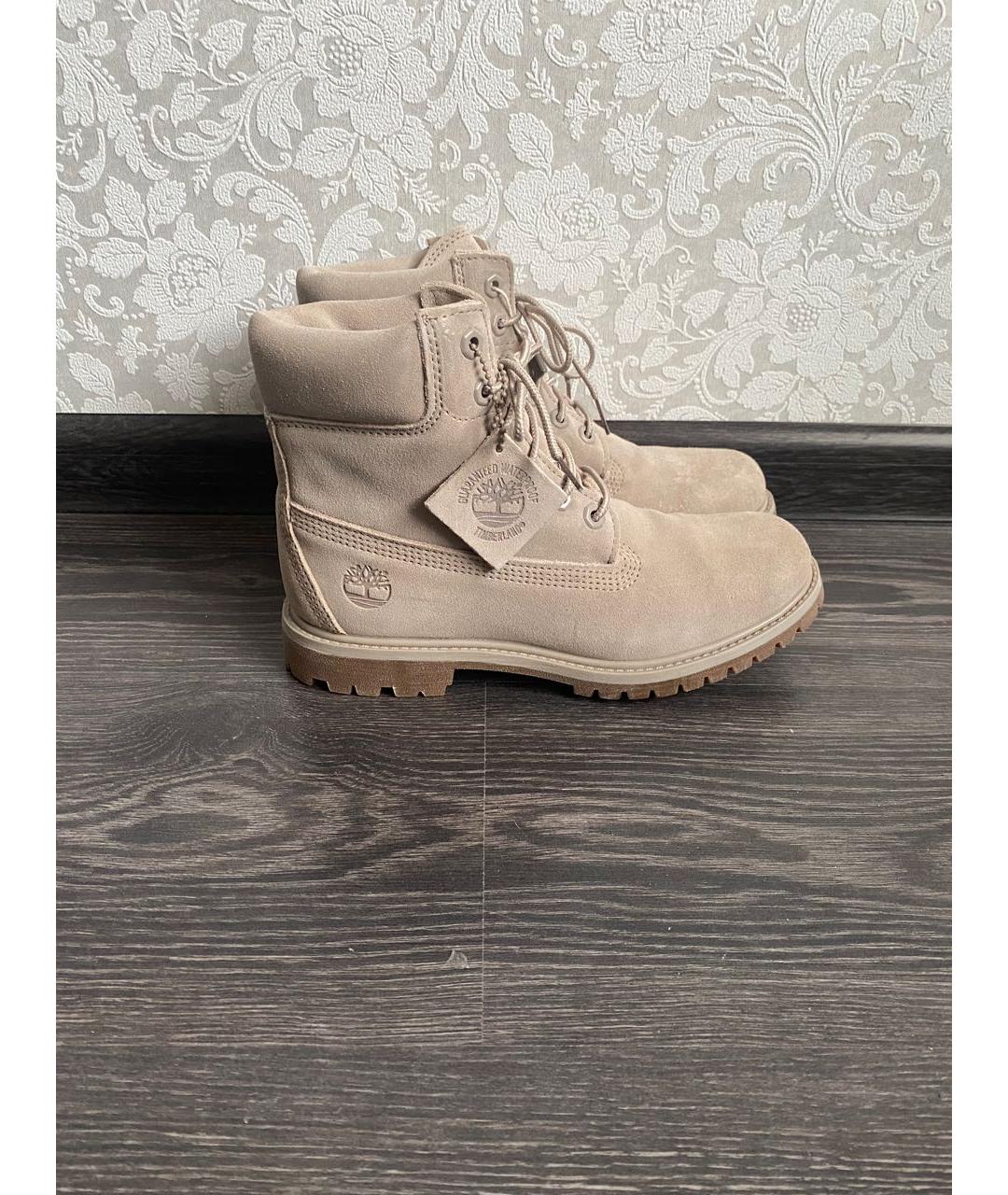 TIMBERLAND Бежевые замшевые ботинки, фото 4