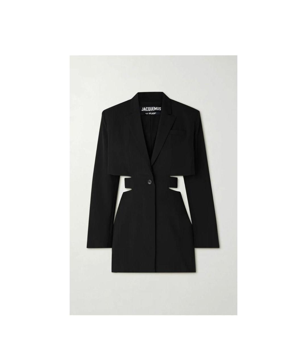 JACQUEMUS Черное шерстяное повседневное платье, фото 6