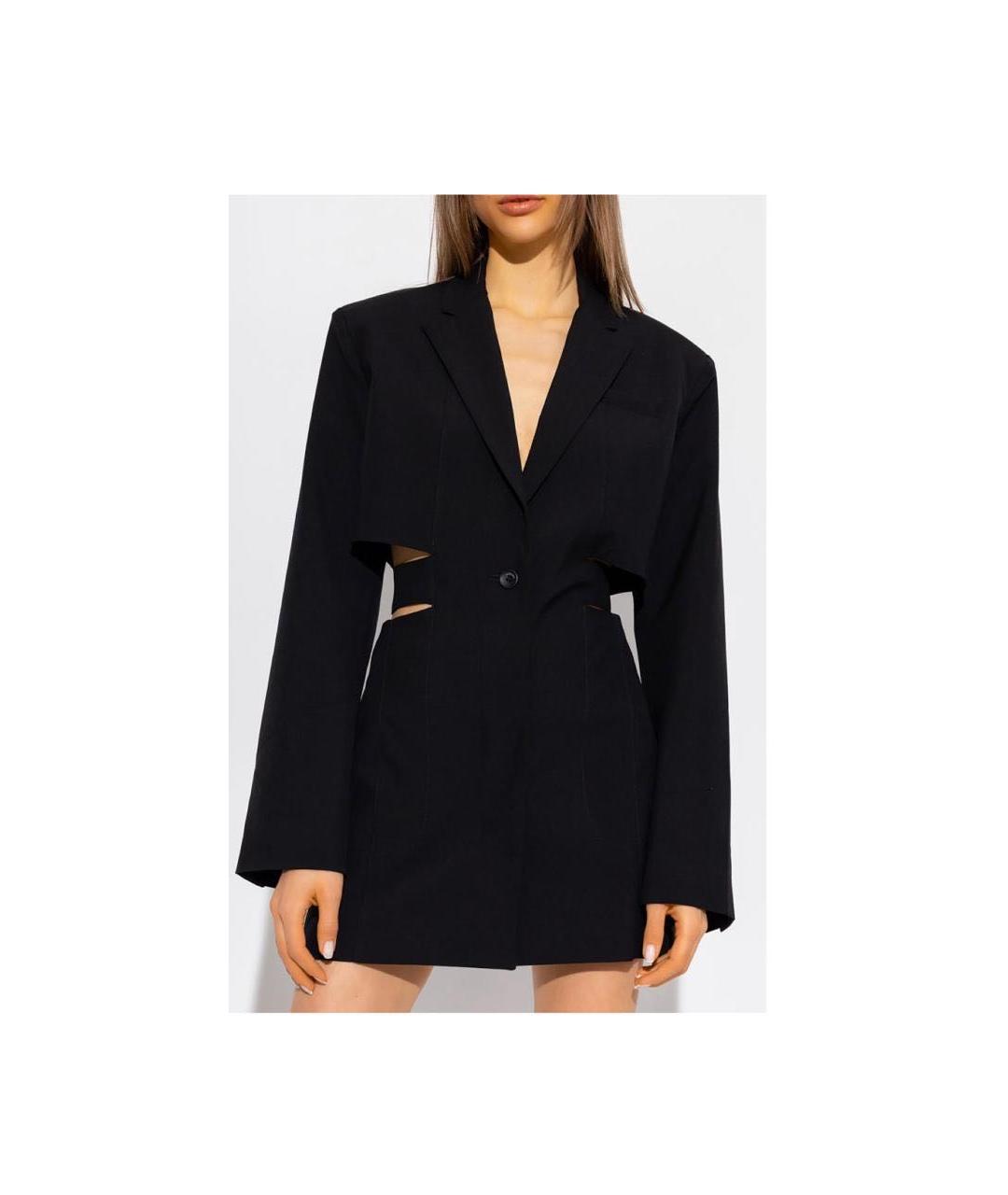 JACQUEMUS Черное шерстяное повседневное платье, фото 5