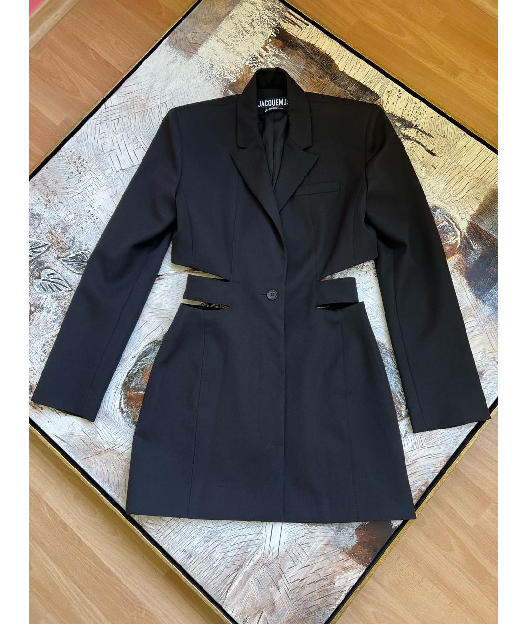 JACQUEMUS Черное шерстяное повседневное платье, фото 3