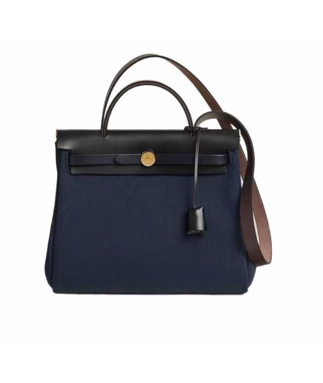 HERMES Темно-синяя тканевая сумка через плечо, фото 1