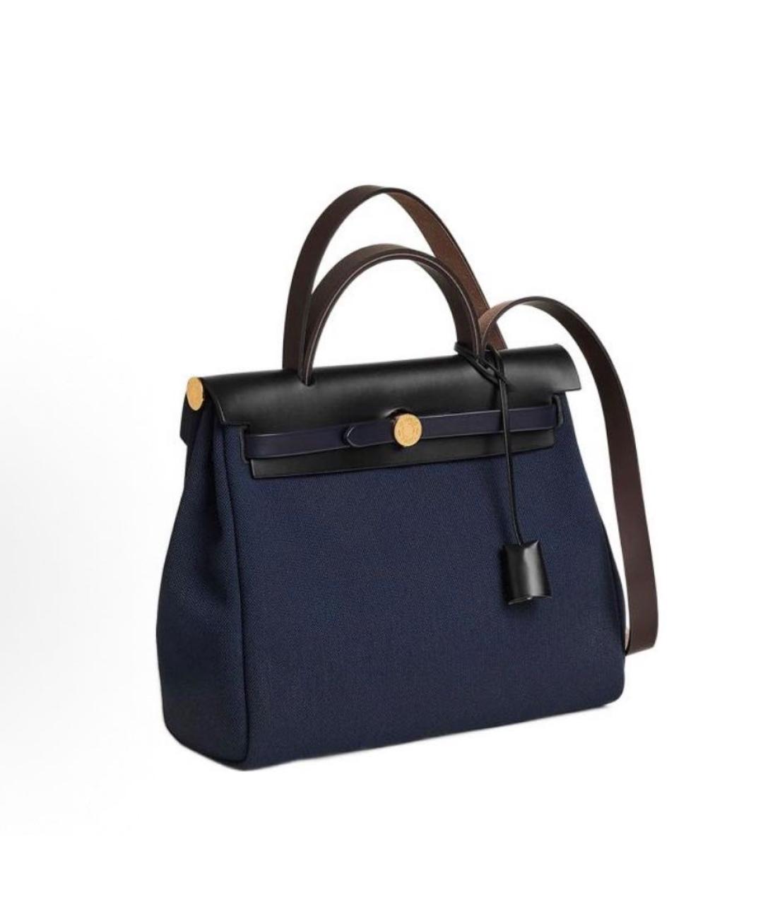 HERMES Темно-синяя тканевая сумка через плечо, фото 2