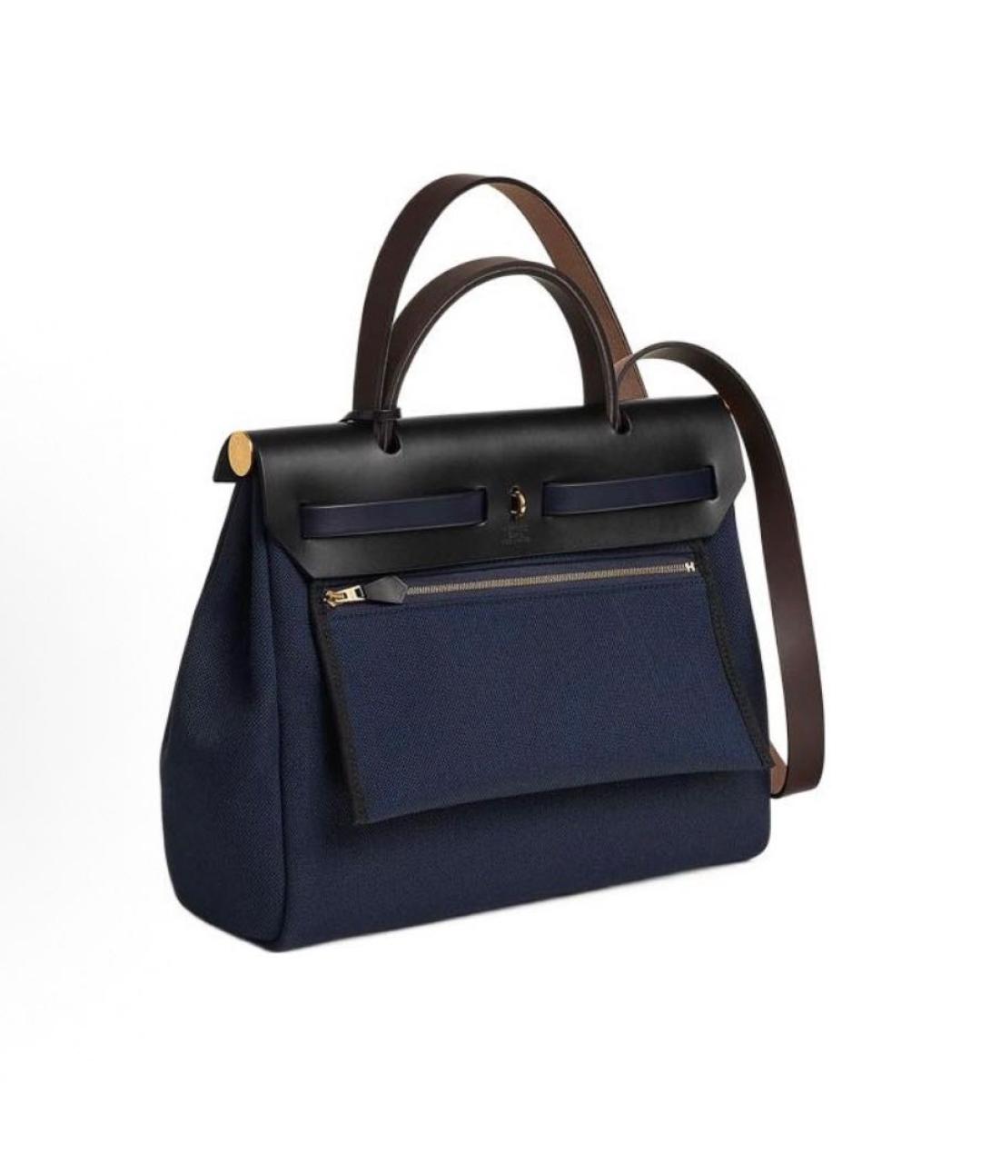 HERMES Темно-синяя тканевая сумка через плечо, фото 3