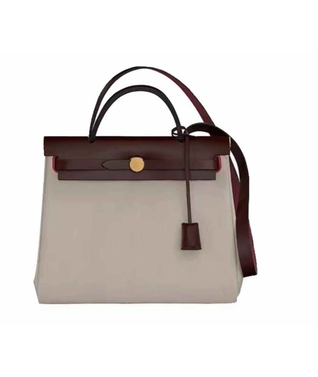 HERMES Бежевая тканевая сумка через плечо, фото 1