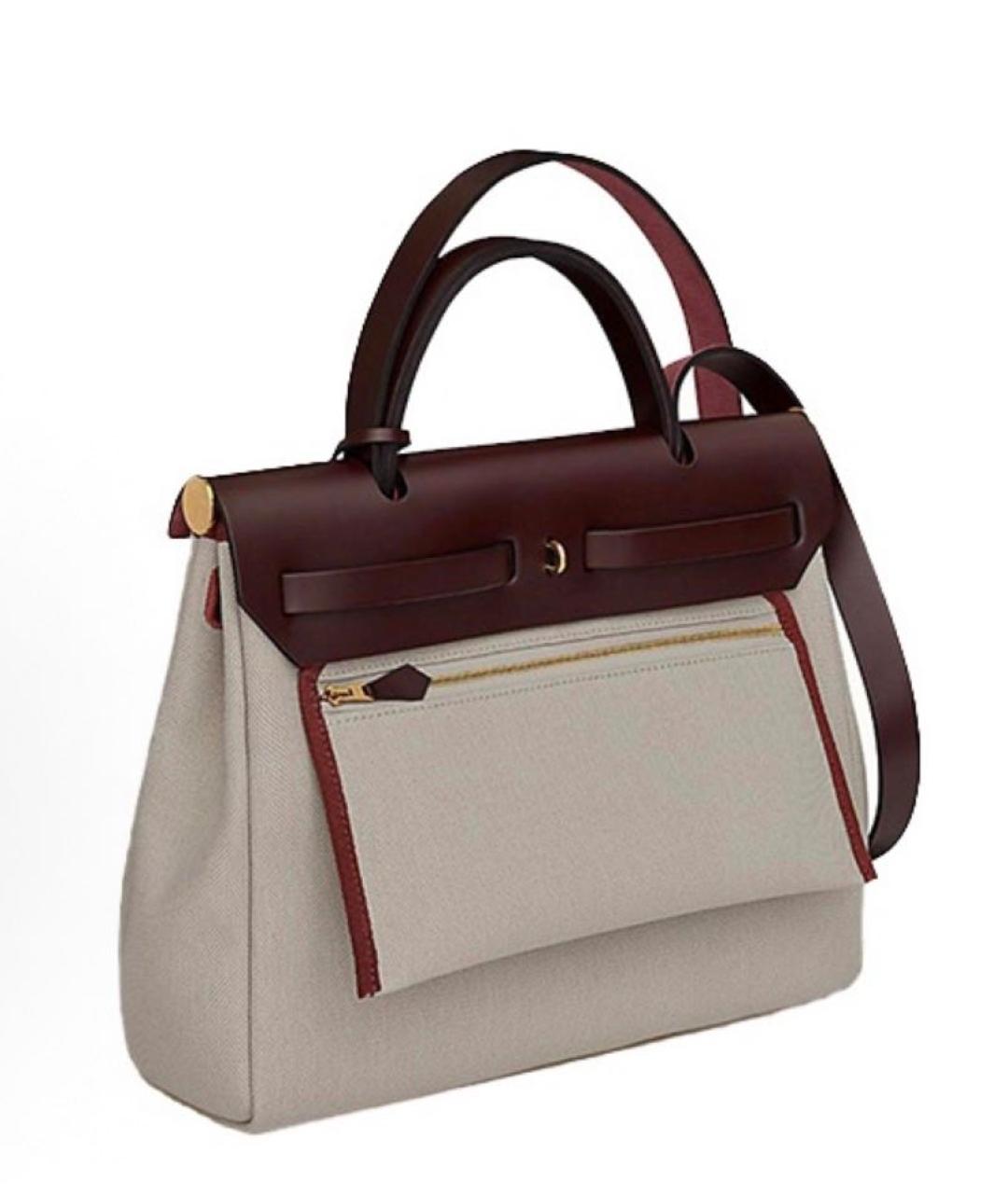 HERMES Бежевая тканевая сумка через плечо, фото 3