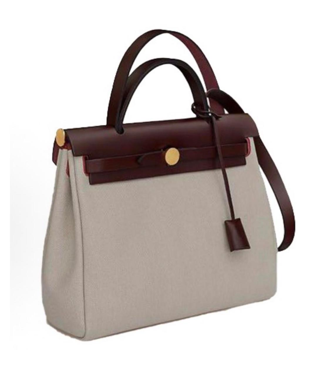 HERMES Бежевая тканевая сумка через плечо, фото 2