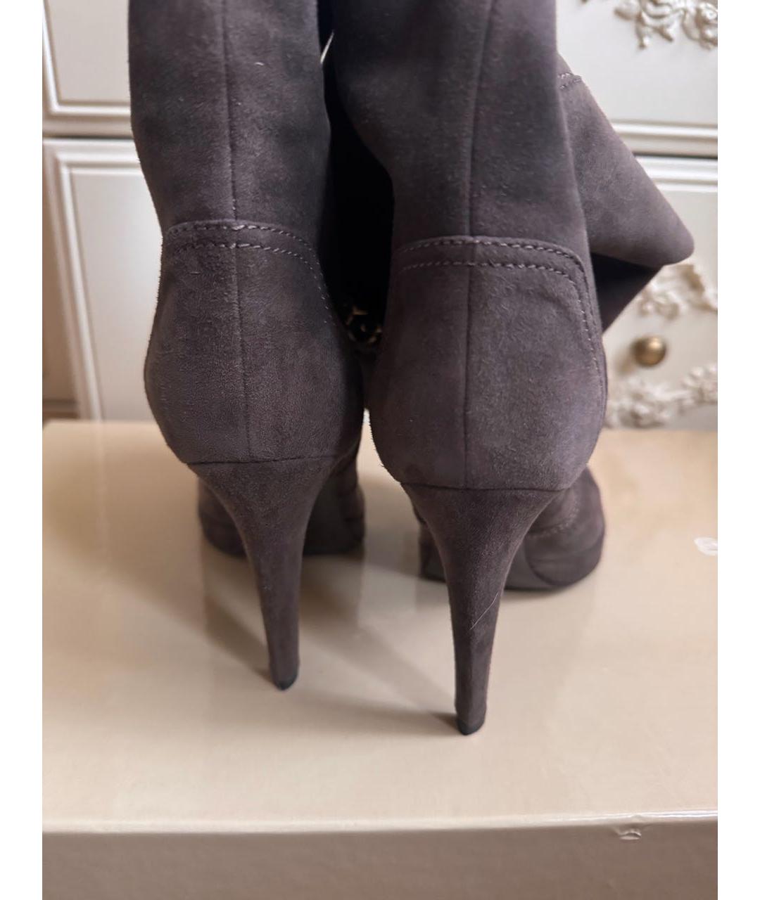 SERGIO ROSSI Коричневые замшевые сапоги, фото 3