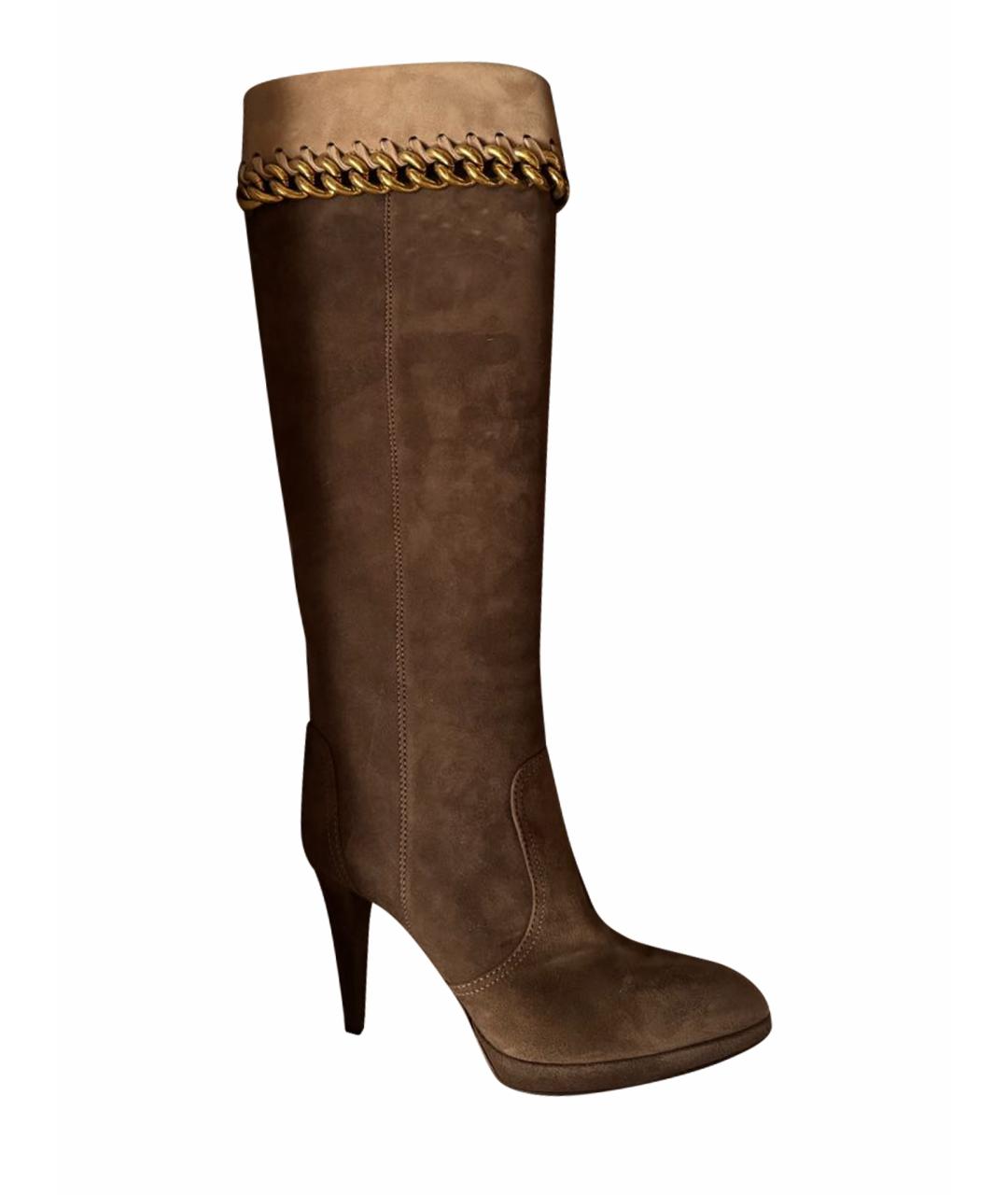 SERGIO ROSSI Коричневые замшевые сапоги, фото 1