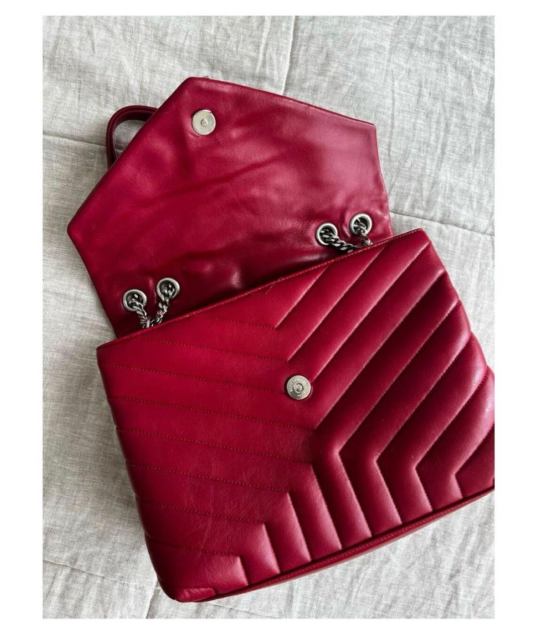 SAINT LAURENT Красная кожаная сумка через плечо, фото 7