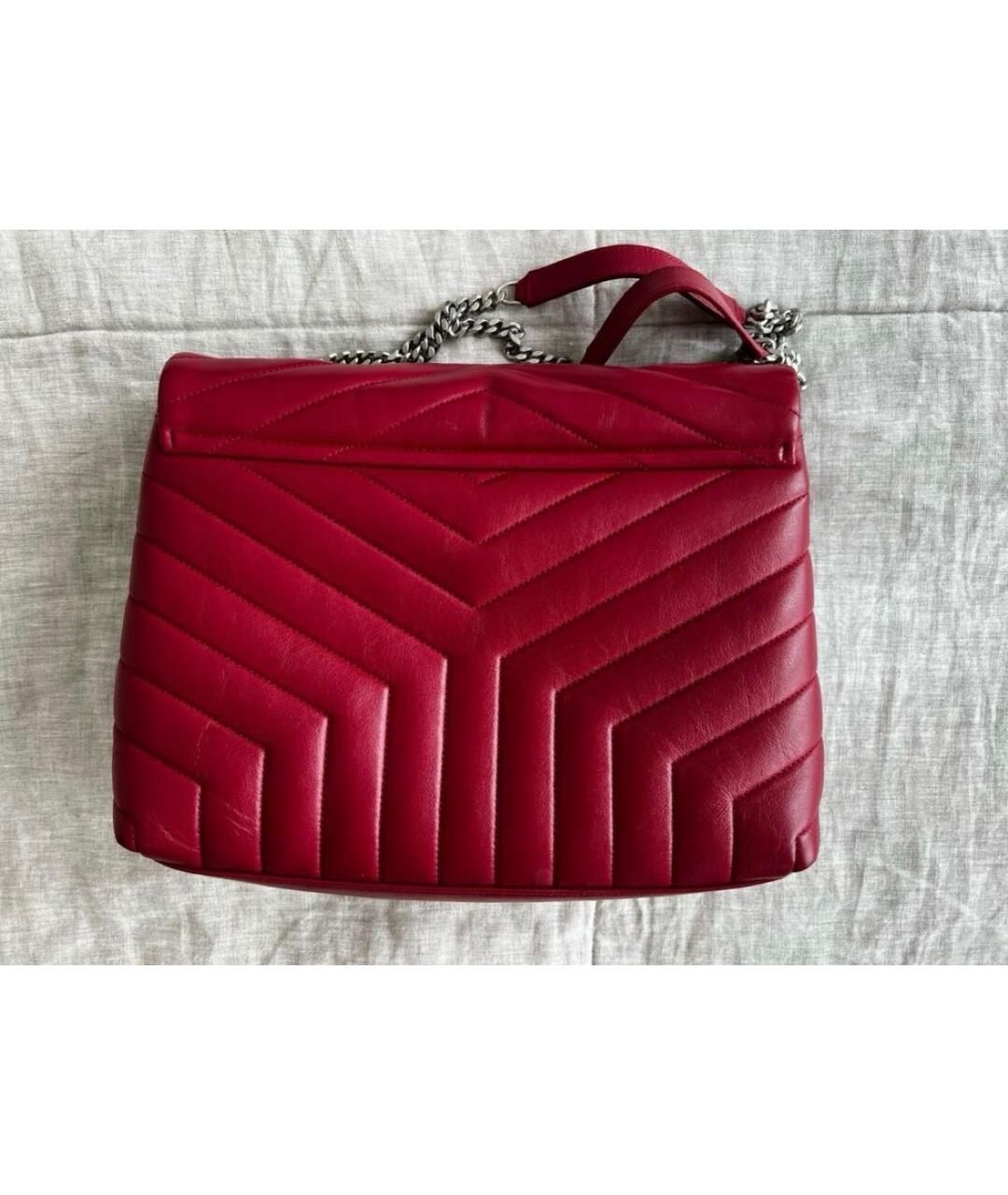 SAINT LAURENT Красная кожаная сумка через плечо, фото 3