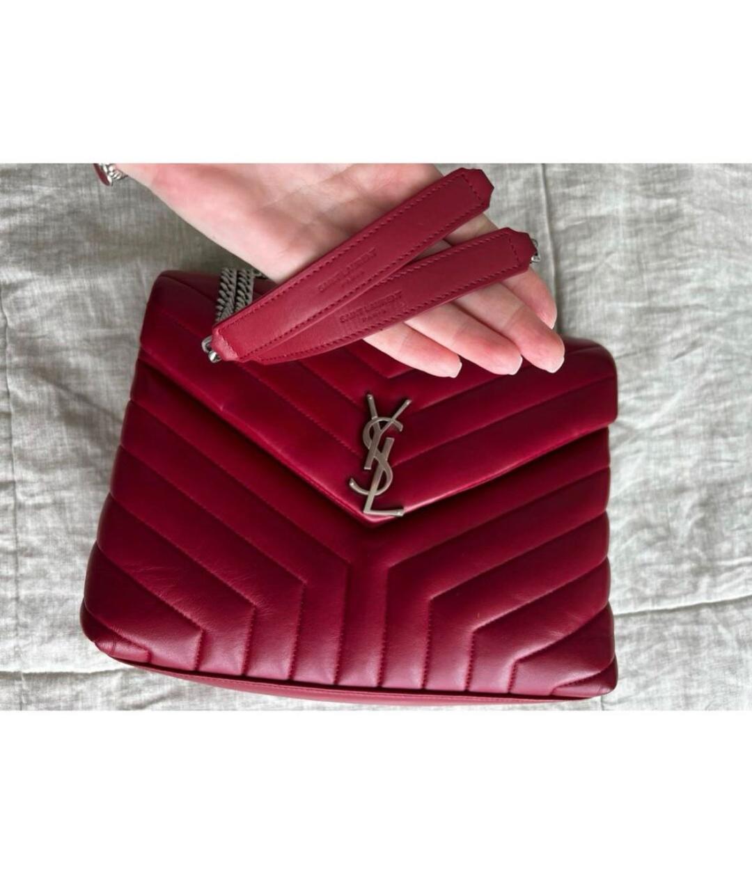 SAINT LAURENT Красная кожаная сумка через плечо, фото 6