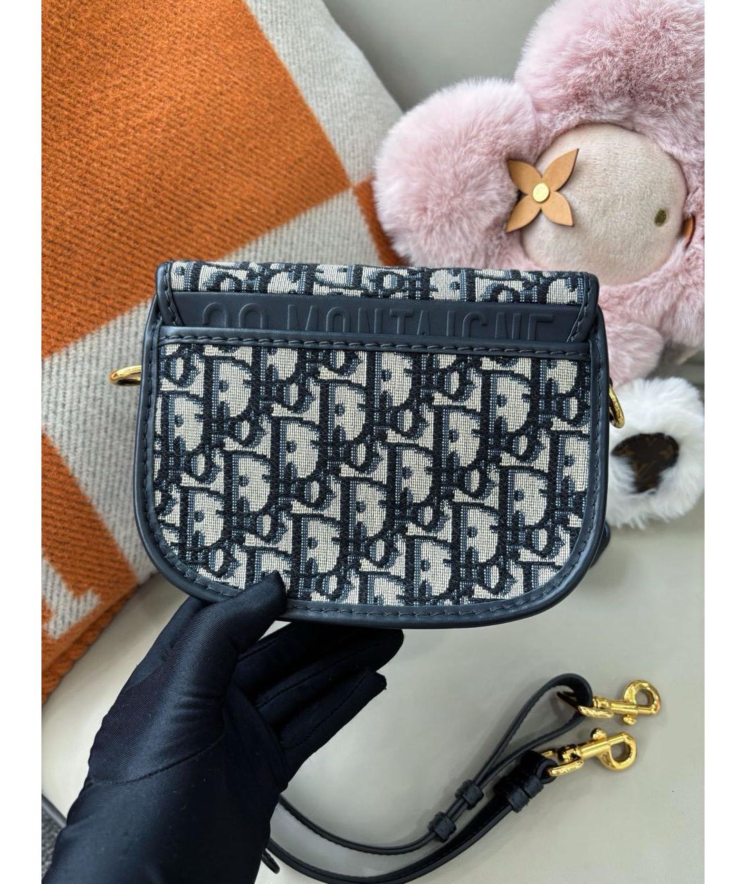 CHRISTIAN DIOR Голубая жаккардовая сумка через плечо, фото 4