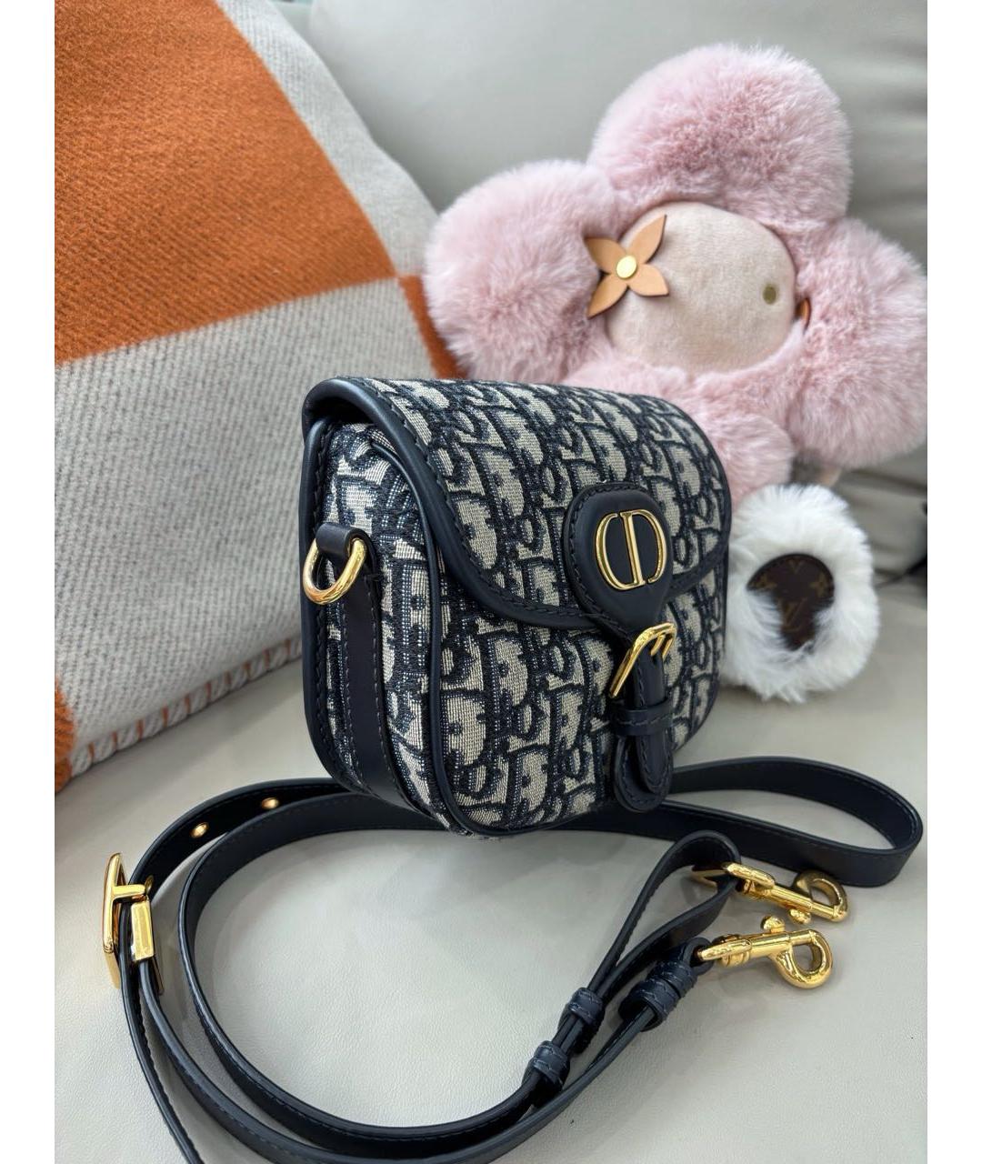 CHRISTIAN DIOR Голубая жаккардовая сумка через плечо, фото 3