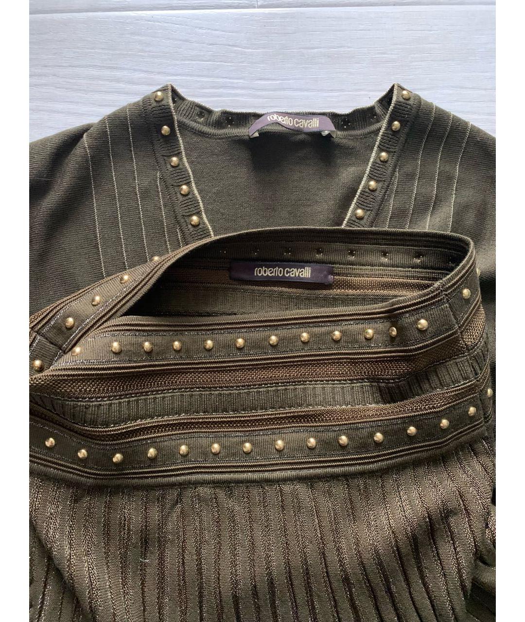 ROBERTO CAVALLI Хаки вискозный костюм с юбками, фото 3