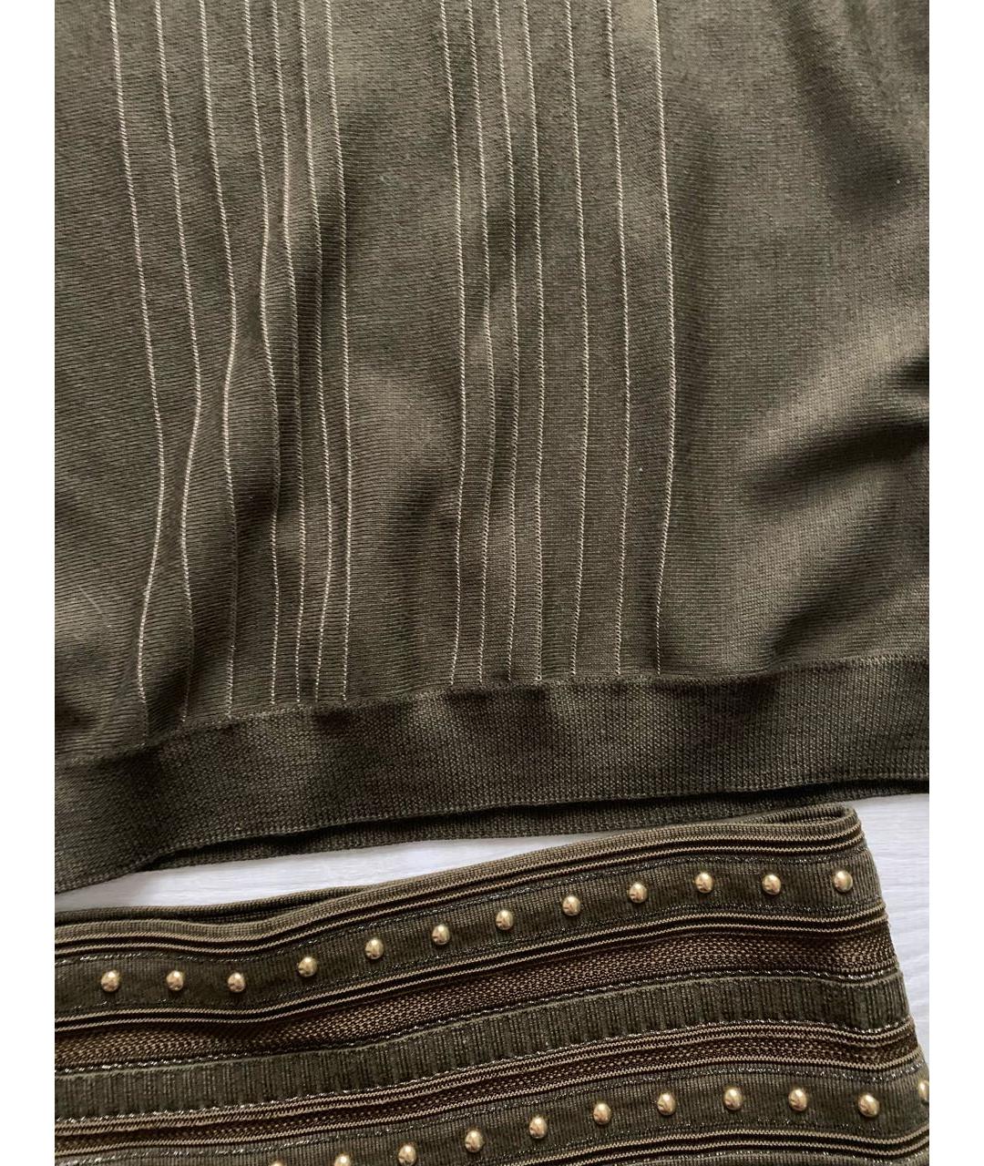 ROBERTO CAVALLI Хаки вискозный костюм с юбками, фото 4