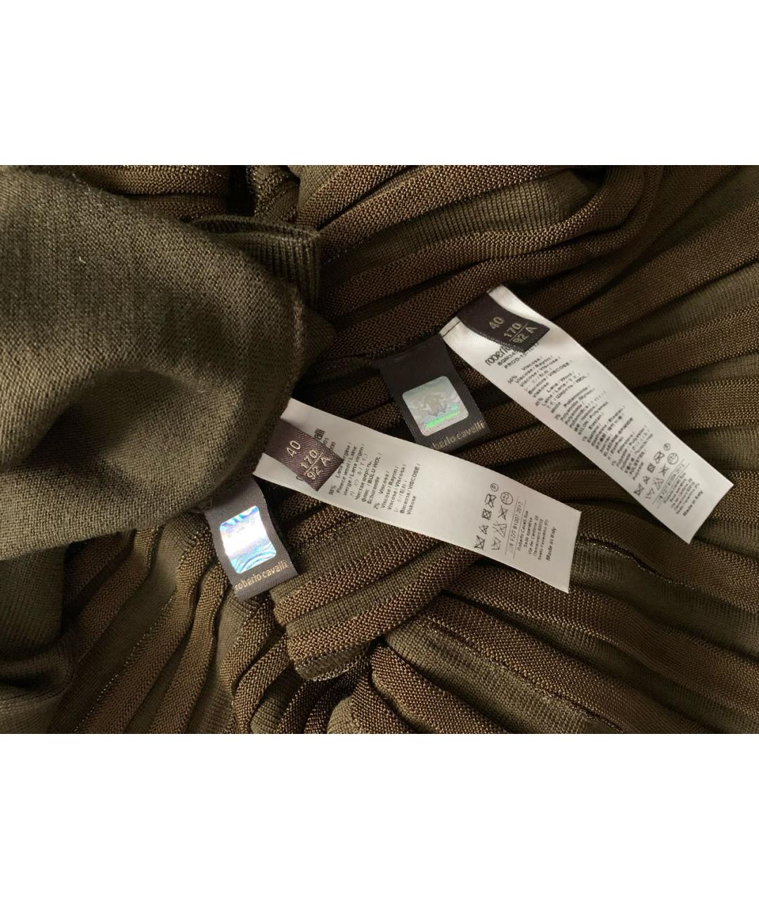 ROBERTO CAVALLI Хаки вискозный костюм с юбками, фото 5