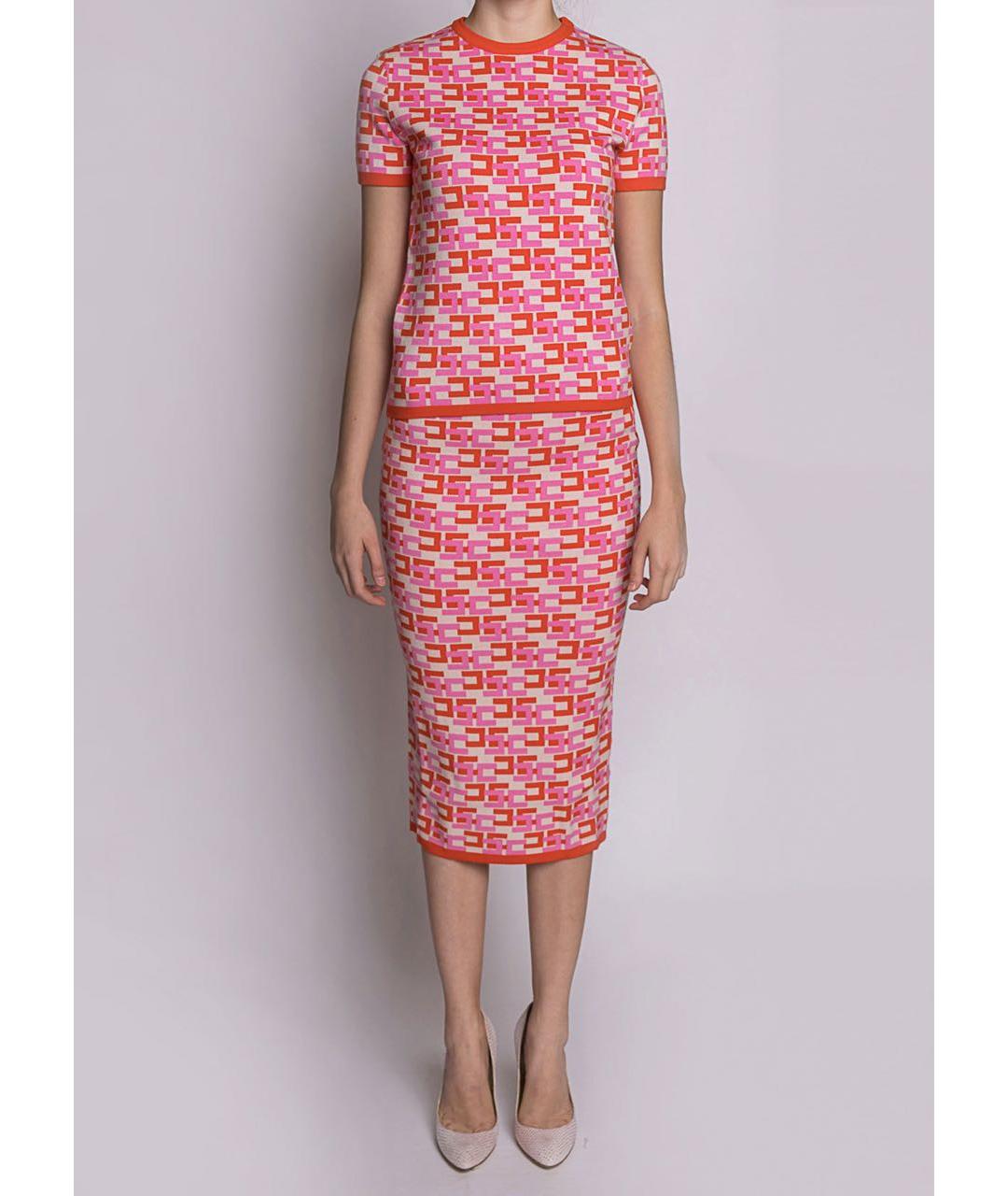 ELISABETTA FRANCHI Розовый вискозный костюм с юбками, фото 2